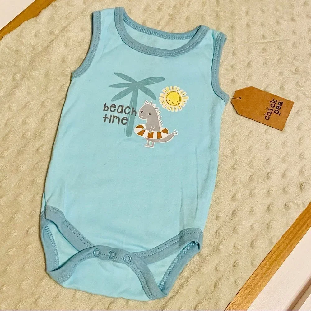 Chick Pea | Beach Time Dino Tank Onesie